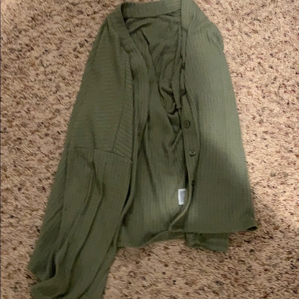 green/olive cardigan